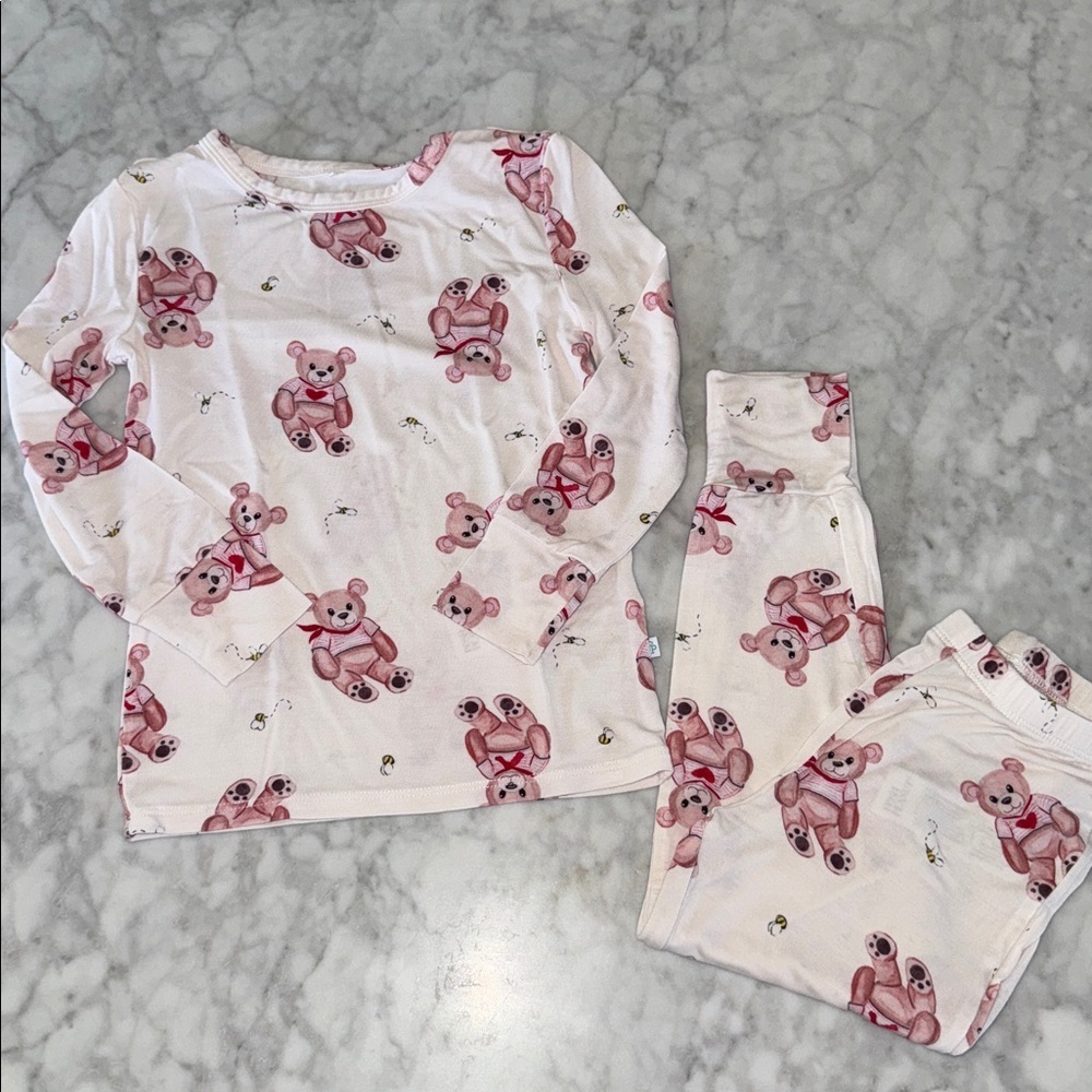 Posh Peanut Pajama Set with Teddy Bear Print 3/4T - Picture 2 of 4